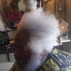Before: Older gentleman's Afro & Facial cut to fix his style