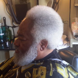 After: Older gentleman's Afro & Facial cut to fix his style